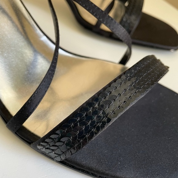 Style and Co. Black Satin Sequined Sandals - Picture 4 of 5